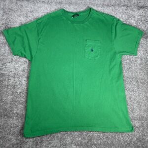 VTG Polo Ralph Lauren T-Shirt Men's Large‎ Green Blank Single Stitch USA Made